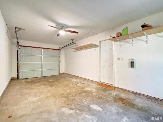 garage featuring ceiling fan