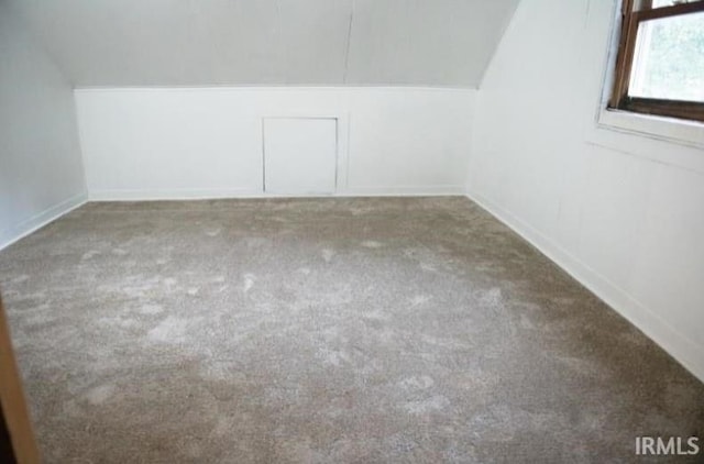 bonus room featuring lofted ceiling and carpet floors