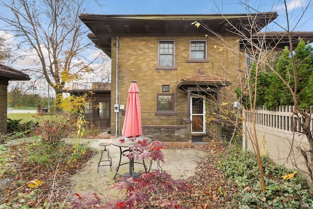 view of front of home with a patio area