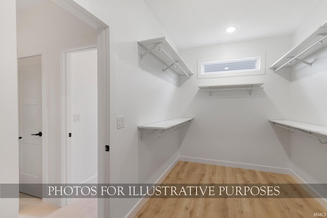 spacious closet with wood-type flooring