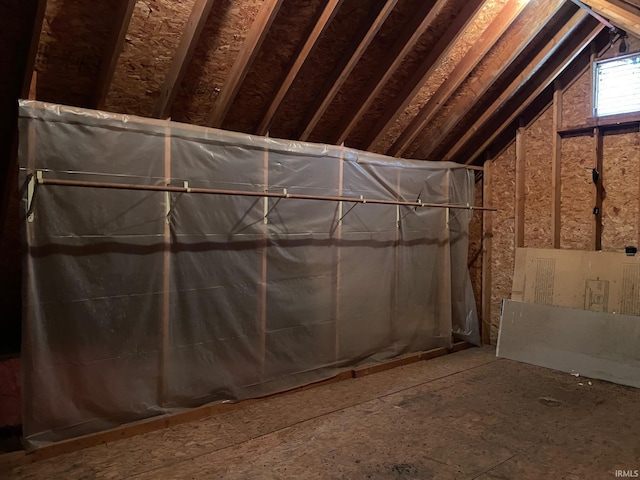 view of unfinished attic