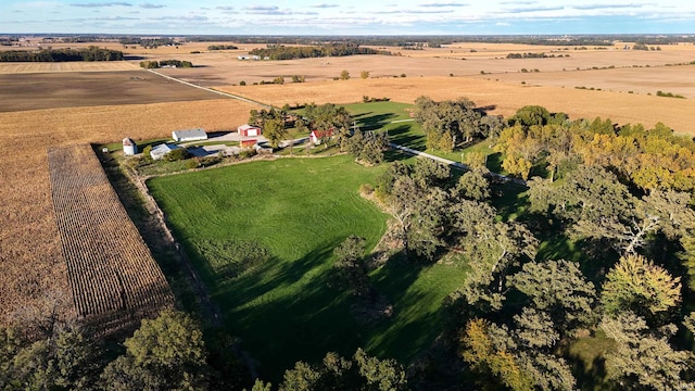 birds eye view of property featuring a rural view