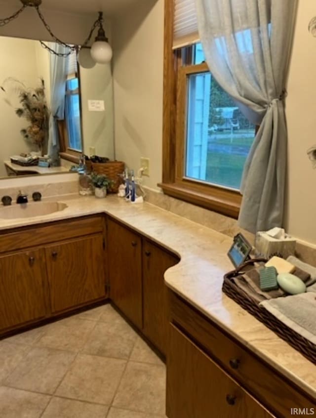 bathroom featuring vanity and tile patterned floors