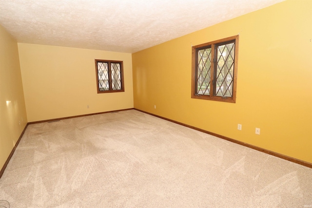 carpeted empty room featuring a textured ceiling and plenty of natural light