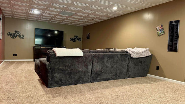 cinema room featuring carpet floors