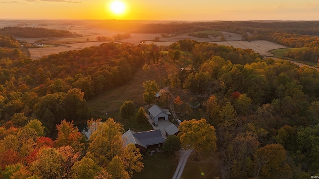 view of aerial view at dusk