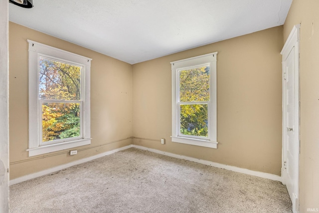 spare room with light colored carpet and plenty of natural light