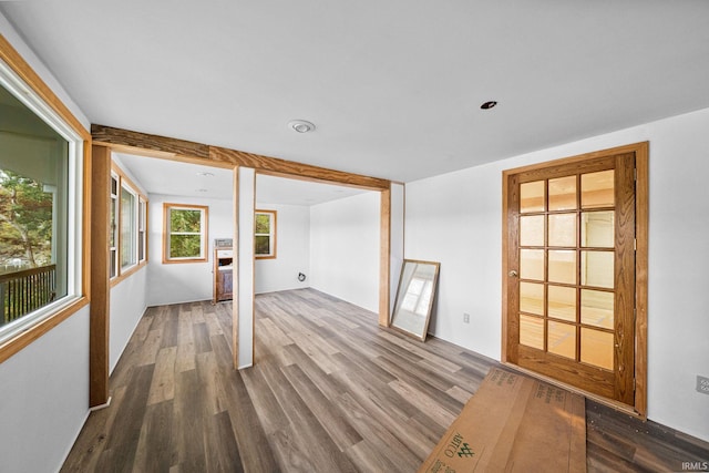 spare room featuring wood-type flooring