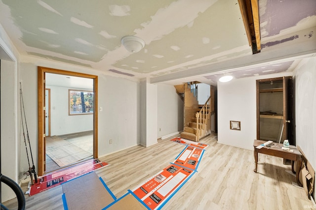 game room featuring light hardwood / wood-style flooring