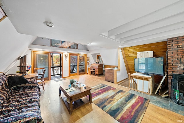 living room with hardwood / wood-style floors