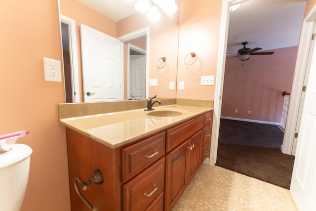 bathroom with vanity and ceiling fan