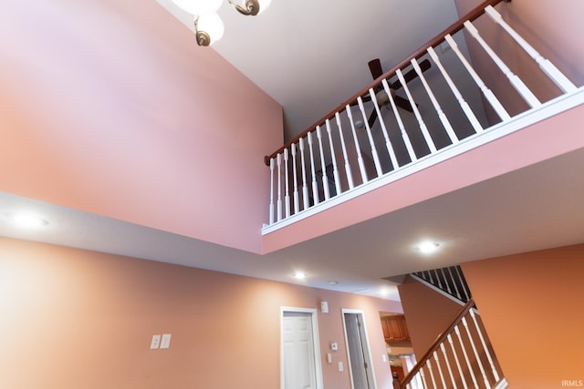 stairs with a high ceiling