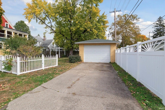 garage with a yard