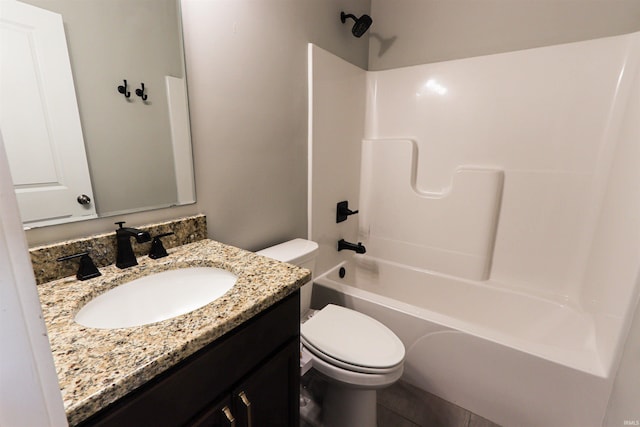 3088 Ashdon Dr, Newburgh, IN 47630 - bathroom with toilet, tile patterned flooring, vanity, and shower / bathtub combination