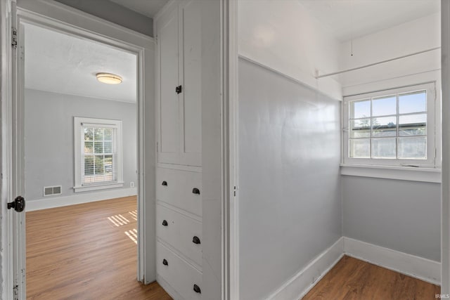 hall featuring light wood-type flooring