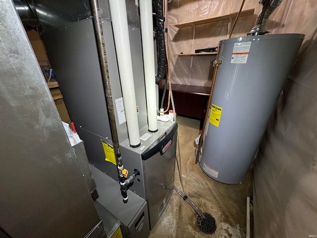 utility room with water heater