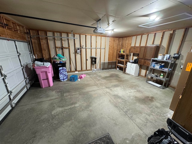 garage with a garage door opener