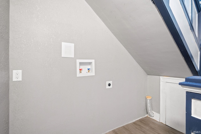 laundry area featuring hookup for an electric dryer, hardwood / wood-style floors, and hookup for a washing machine