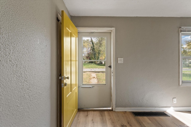 entryway with light hardwood / wood-style floors