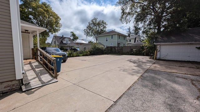 view of patio with a garage