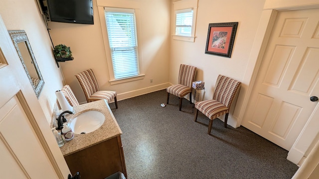 living area with sink