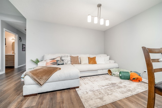 living room with dark wood-type flooring