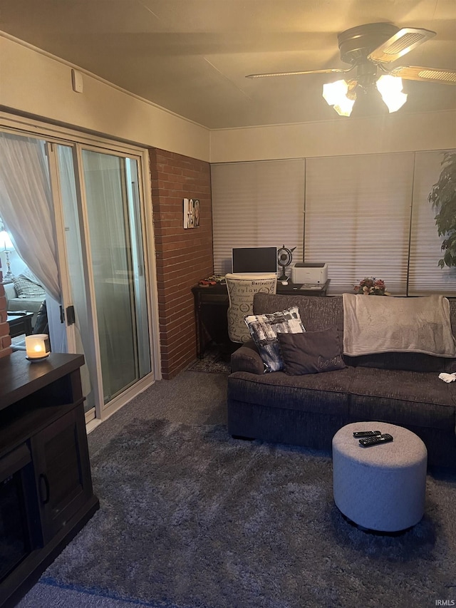 4116 N Lancaster Dr, Muncie, IN 47304 - living room featuring carpet and ceiling fan