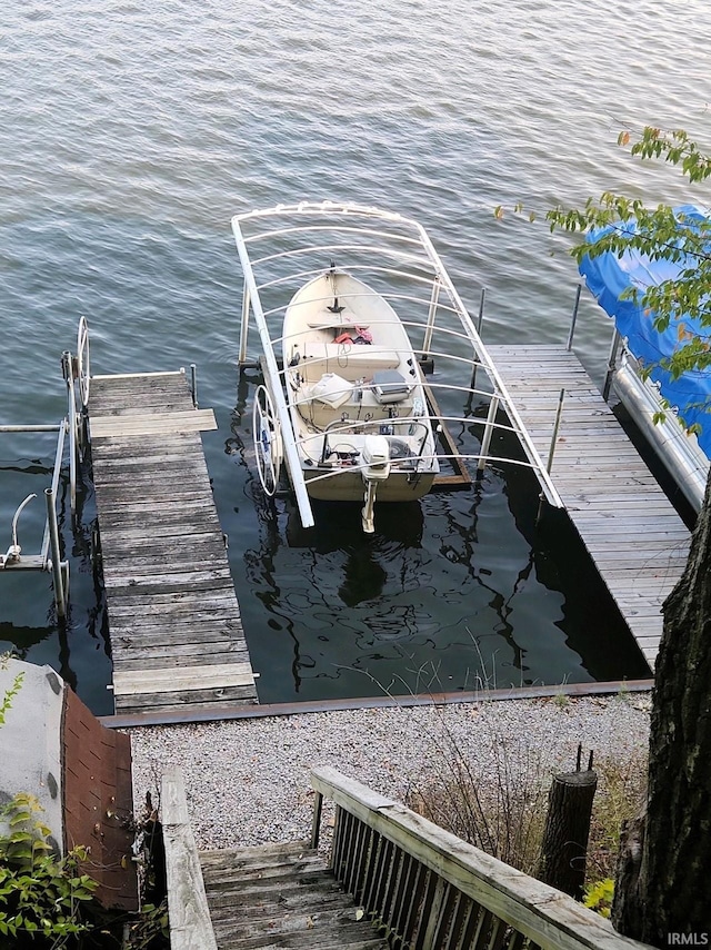 view of dock featuring a water view