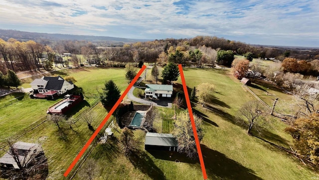 drone / aerial view featuring a rural view