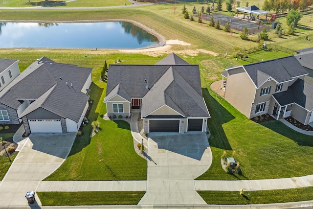 bird's eye view featuring a water view