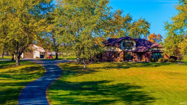 view of community featuring a lawn