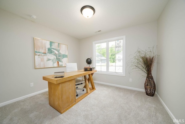 office space with carpet flooring