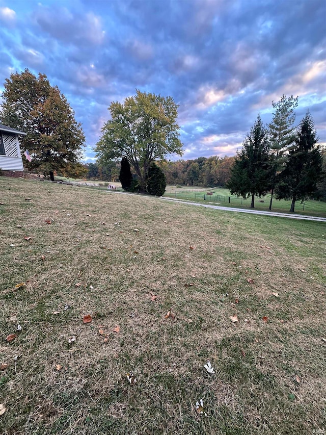 view of yard featuring a rural view