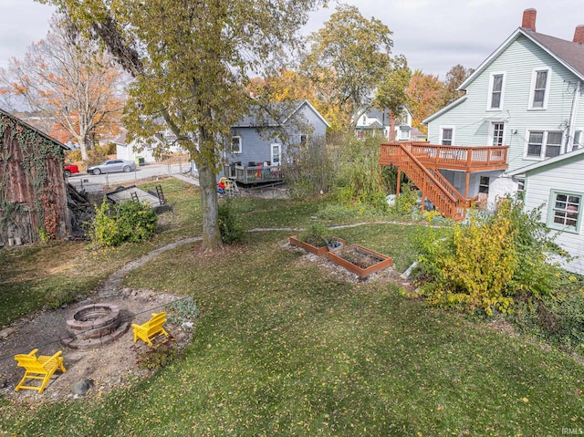 view of yard featuring a deck