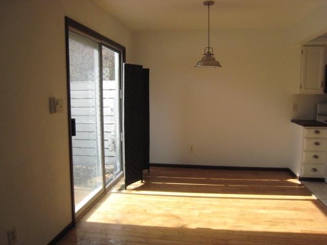 unfurnished dining area featuring hardwood / wood-style floors