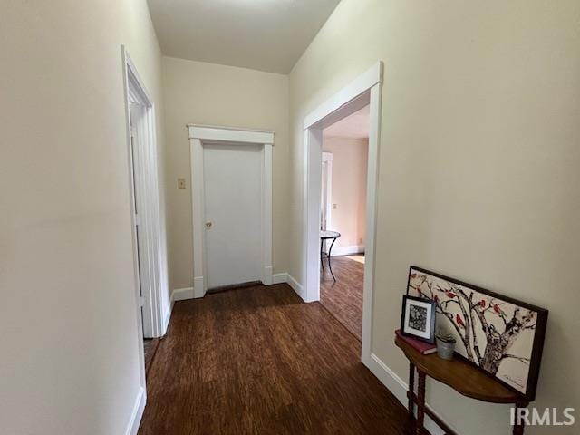 hall featuring dark hardwood / wood-style floors