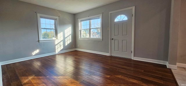 foyer entrance featuring dark hardwood / wood-style floors