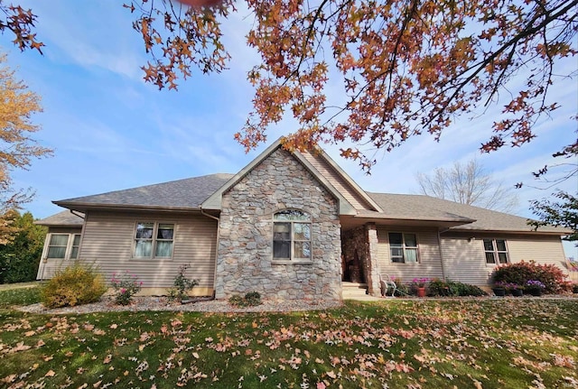 view of front of home with a front yard