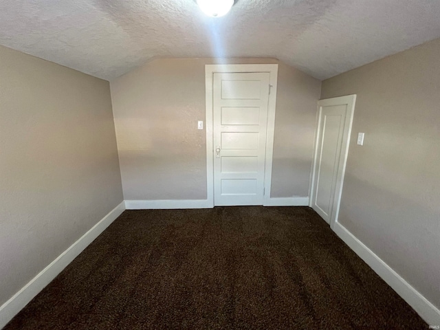 bonus room featuring lofted ceiling, a textured ceiling, and carpet floors