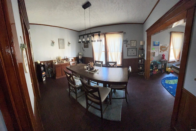 dining room with a textured ceiling