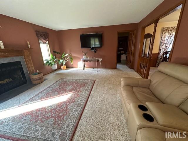 living room with carpet floors