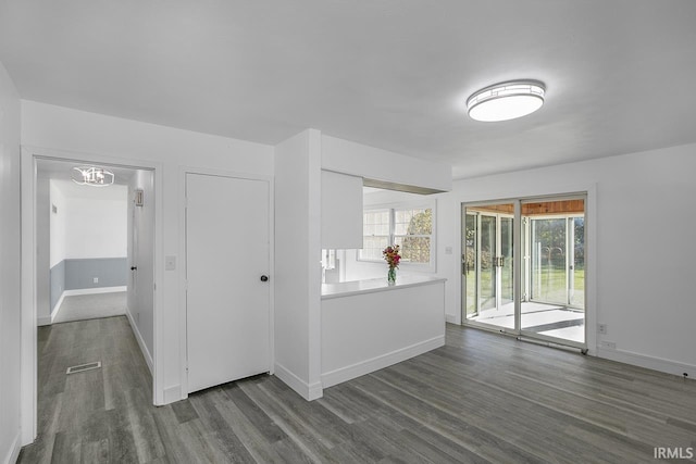 interior space with dark hardwood / wood-style flooring