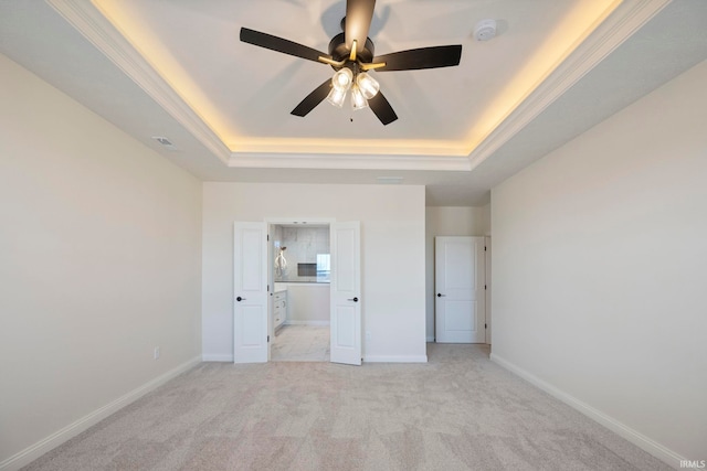 4848 Abbeyville Dr, Lafayette, IN 47909 - unfurnished bedroom featuring a raised ceiling, light colored carpet, baseboards, and crown molding