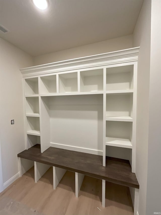 mudroom with light wood-type flooring