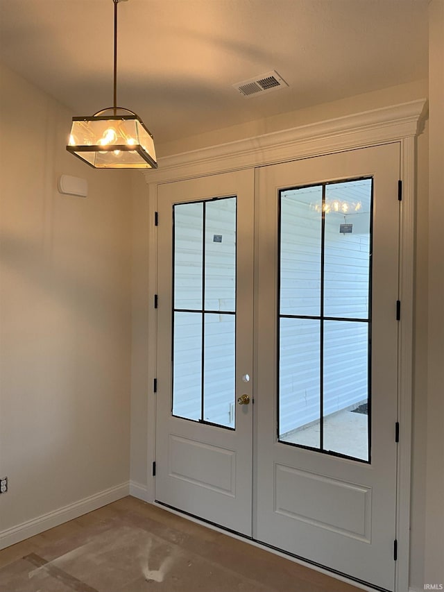 doorway to outside with french doors