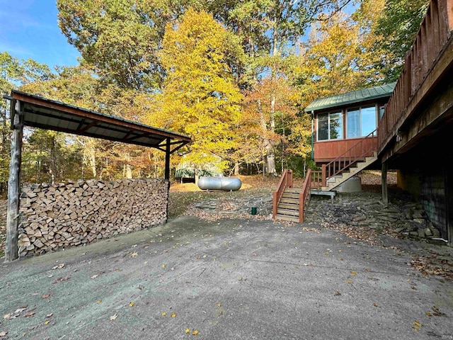 view of patio featuring a carport