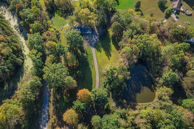 aerial view with a water view and a rural view