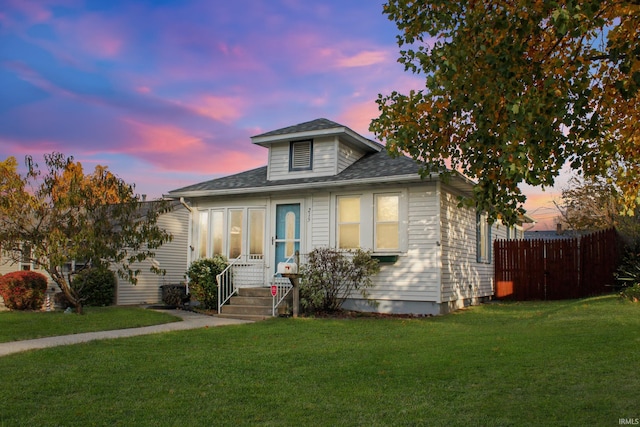 bungalow with a lawn