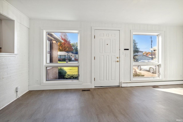 entryway with dark hardwood / wood-style floors