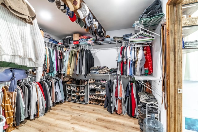 walk in closet featuring hardwood / wood-style flooring